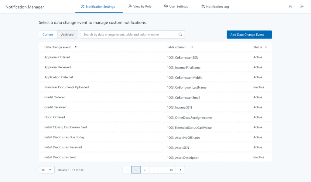 NM-Admin – Add Data Change Event 1